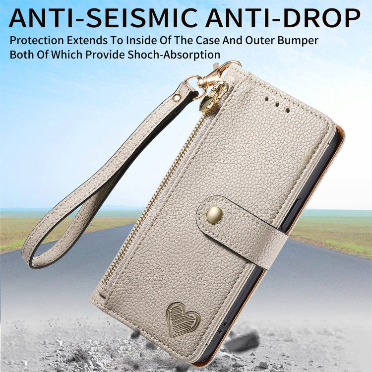 For Honor X8B Love Zipper Lanyard Leather Phone Case