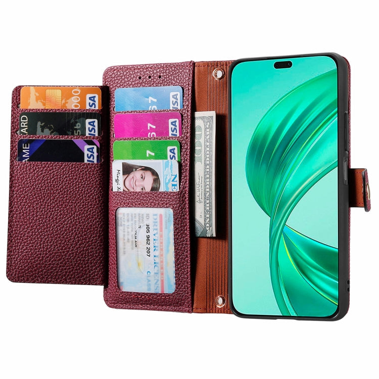 For Honor X8B Love Zipper Lanyard Leather Phone Case
