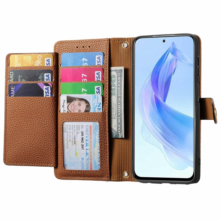 For Honor X50i Love Zipper Lanyard Leather Phone Case