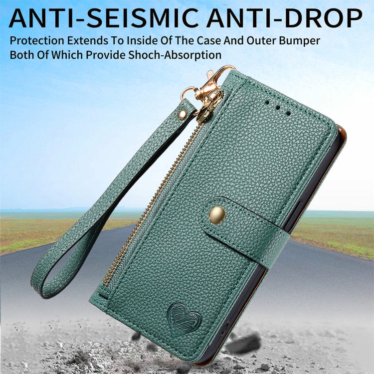 For Honor X50i Love Zipper Lanyard Leather Phone Case
