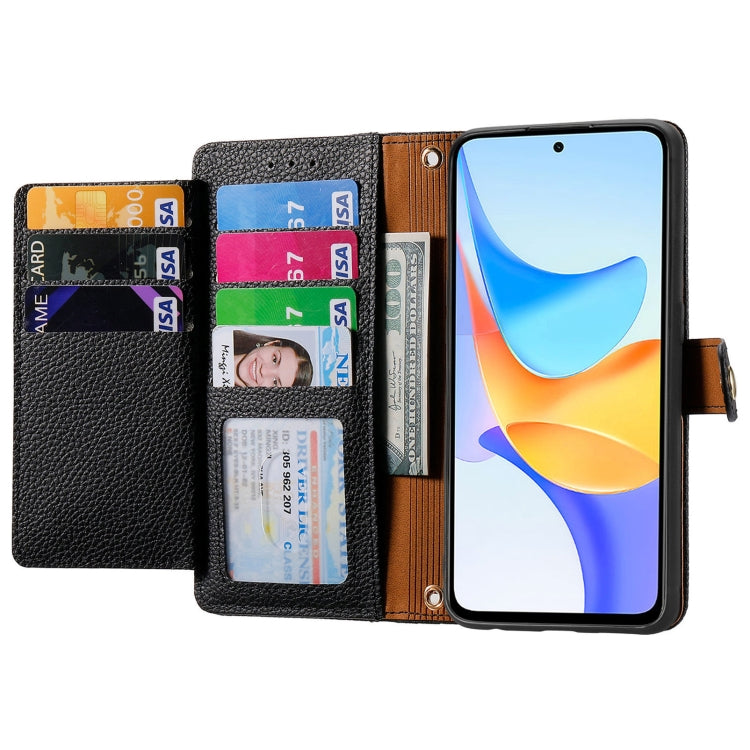For Honor Play 50 Plus Love Zipper Lanyard Leather Phone Case