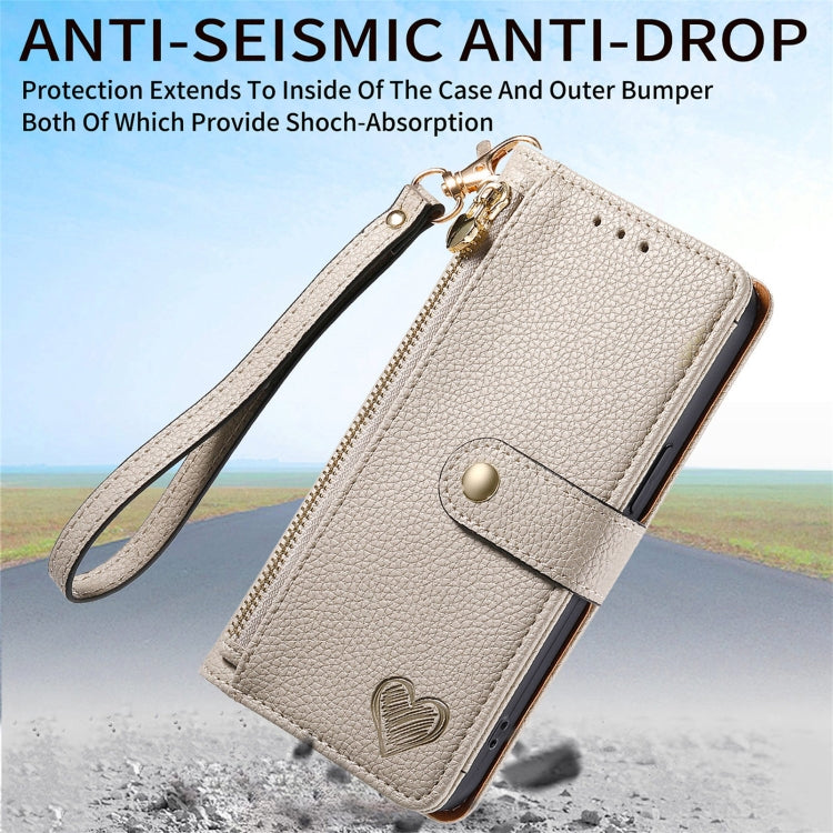 For Honor Play 50 Plus Love Zipper Lanyard Leather Phone Case