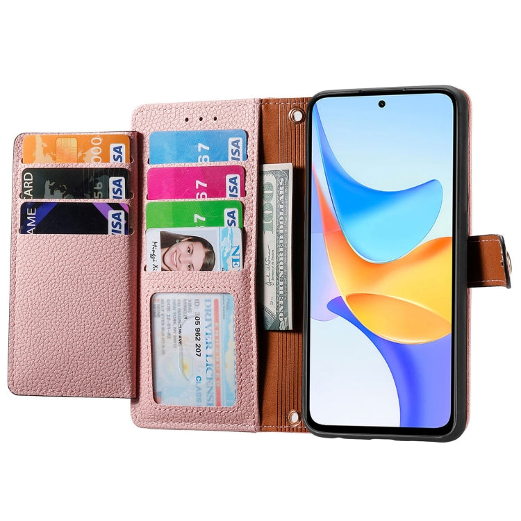 For Honor Play 50 Plus Love Zipper Lanyard Leather Phone Case