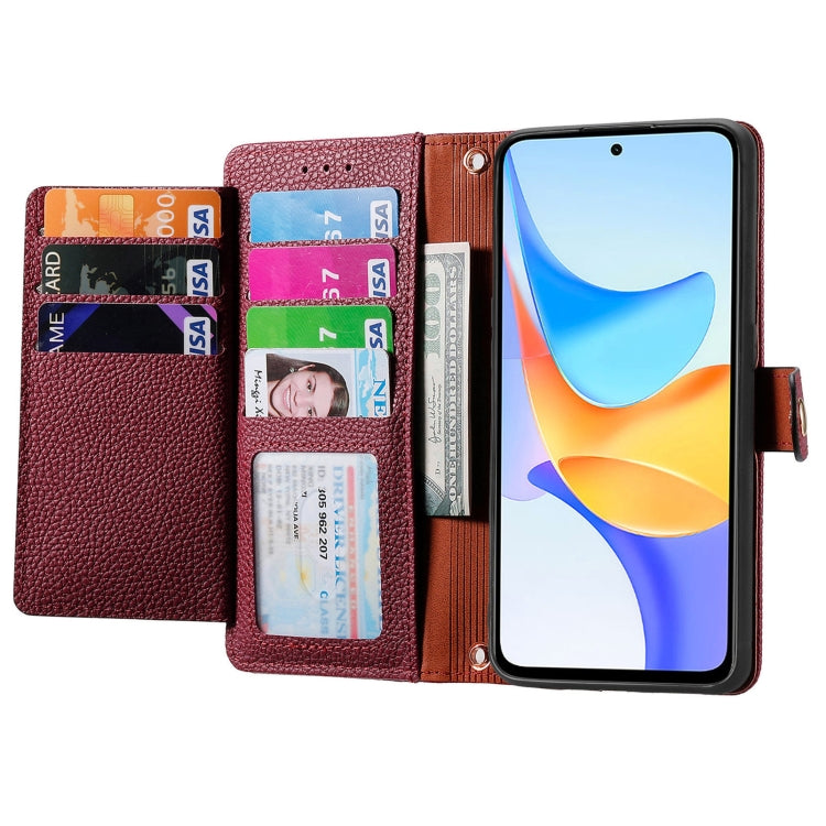 For Honor Play 50 Plus Love Zipper Lanyard Leather Phone Case