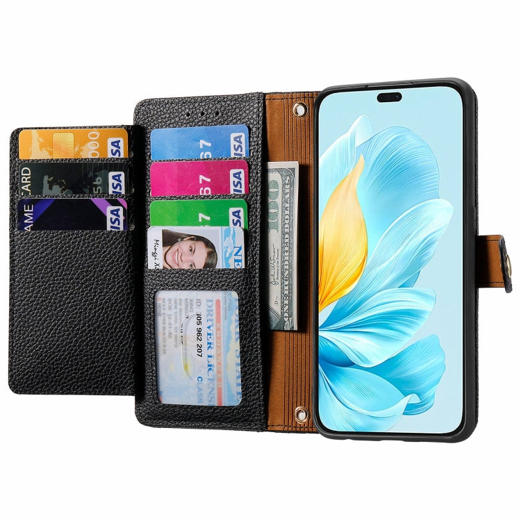 For Honor 200 Lite Global Love Zipper Lanyard Leather Phone Case