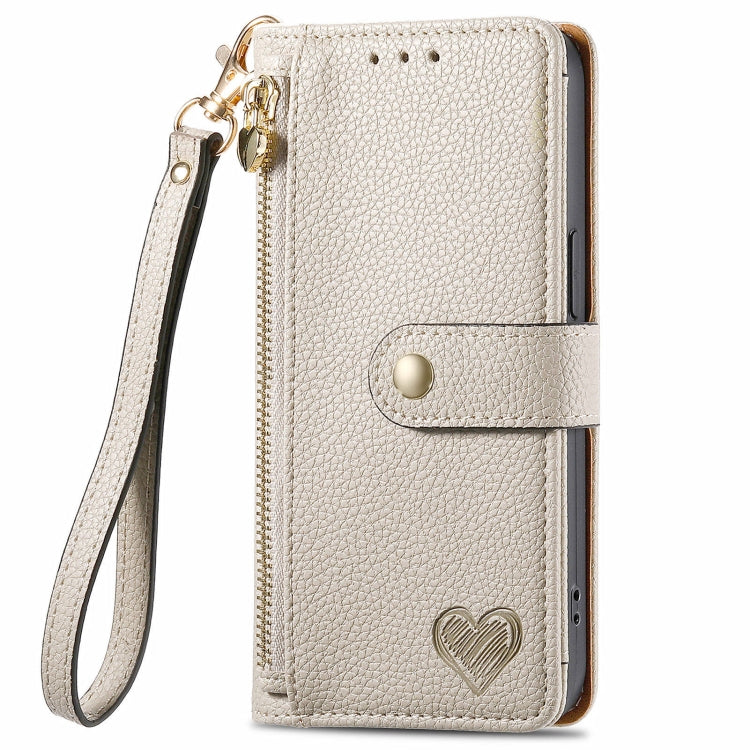 For Honor 200 Lite Global Love Zipper Lanyard Leather Phone Case