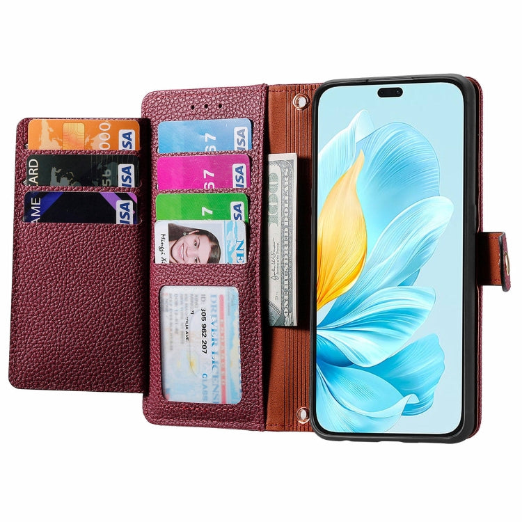 For Honor 200 Lite Global Love Zipper Lanyard Leather Phone Case