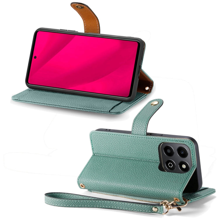 For Honor 200 Smart Love Zipper Lanyard Leather Phone Case