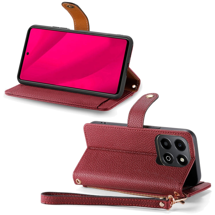 For Honor 200 Smart Love Zipper Lanyard Leather Phone Case