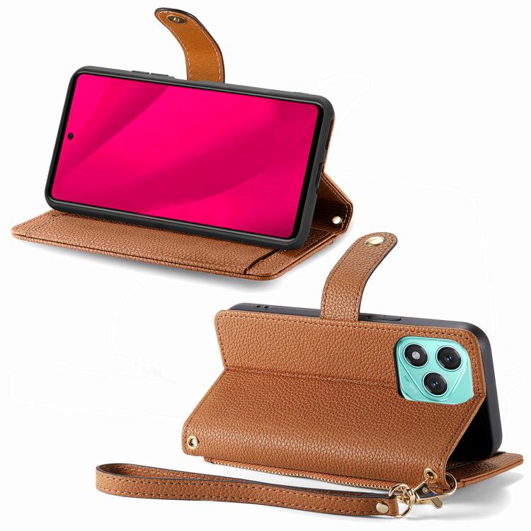 For Honor 400 Lite Global Love Zipper Lanyard Leather Phone Case