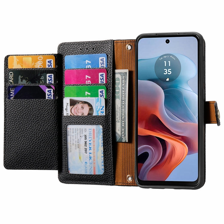 For Motorola Moto G34 Love Zipper Lanyard Leather Phone Case