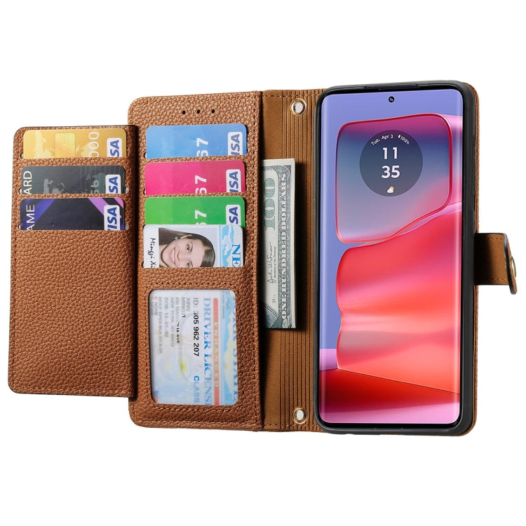 For Motorola Edge 50 Pro Love Zipper Lanyard Leather Phone Case