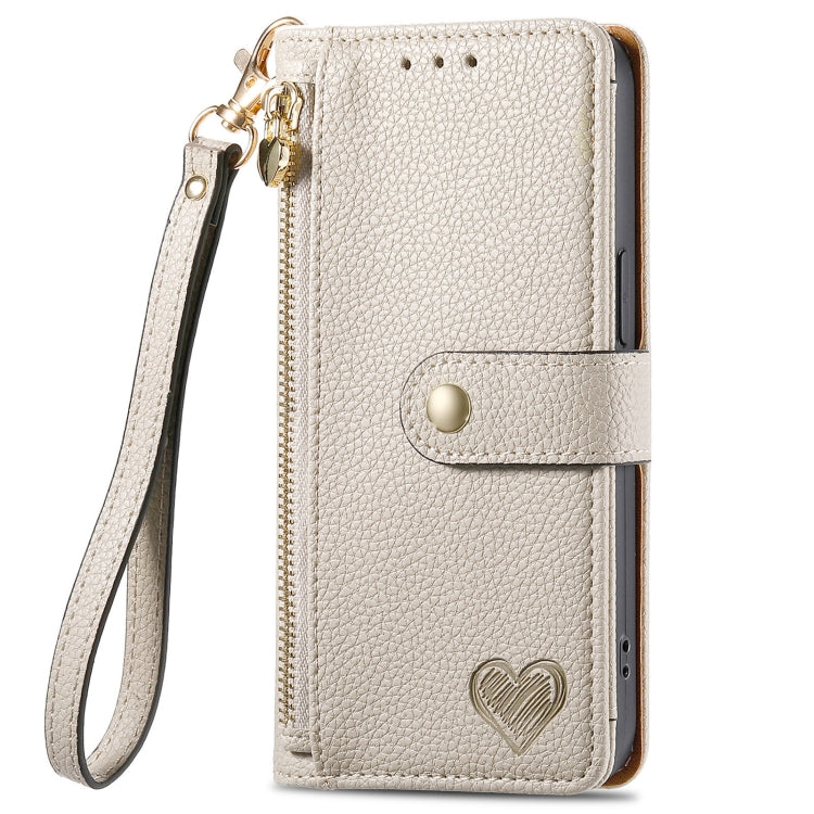 For Motorola Edge 50 Pro Love Zipper Lanyard Leather Phone Case