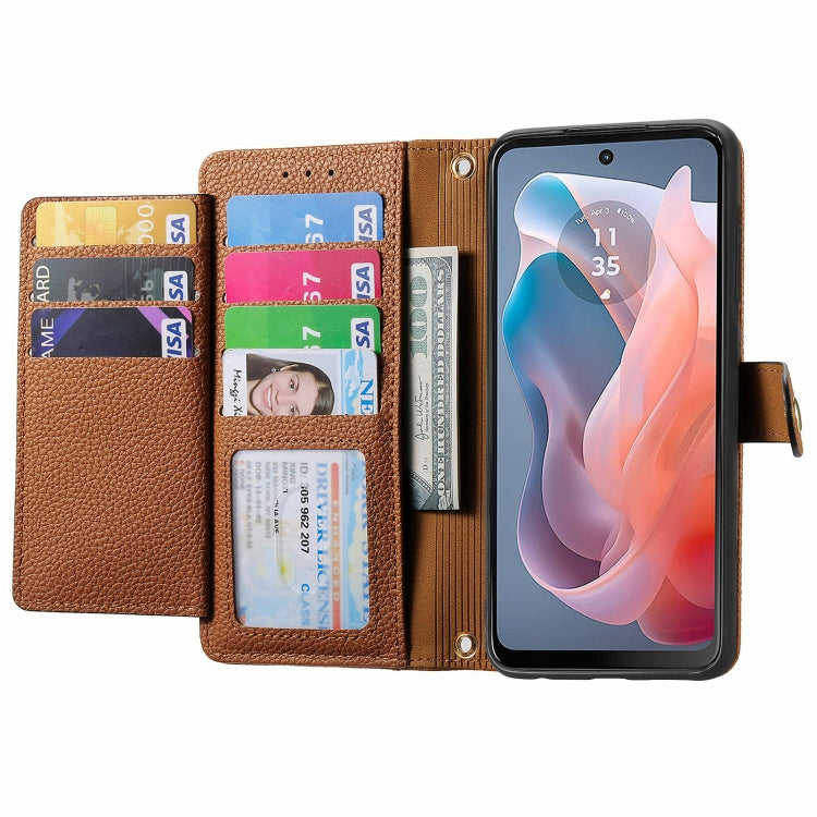 For Motorola Moto G Play 2024 Love Zipper Lanyard Leather Phone Case