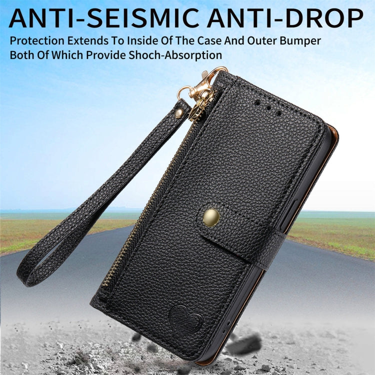 For Motorola Moto G Power 5G 2024 Love Zipper Lanyard Leather Phone Case