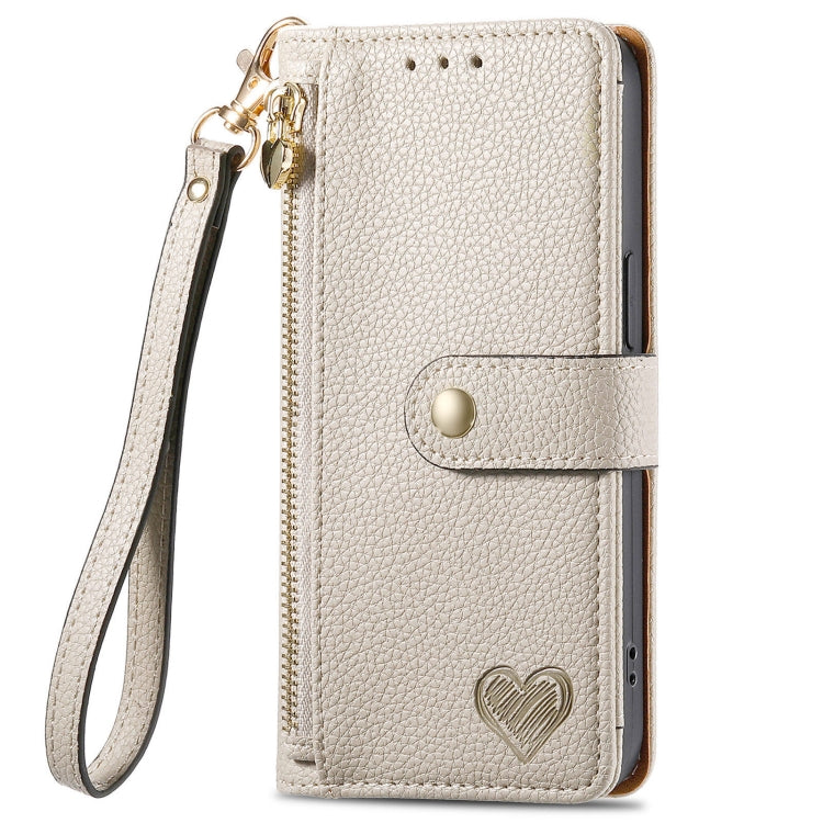 For Motorola Moto G Power 5G 2024 Love Zipper Lanyard Leather Phone Case