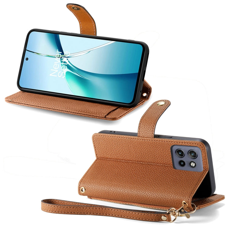 For Motorola Moto S50 Love Zipper Lanyard Leather Phone Case