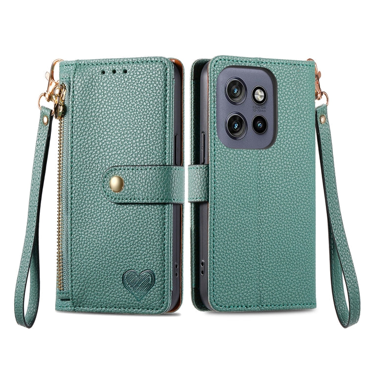 For Motorola Moto S50 Love Zipper Lanyard Leather Phone Case