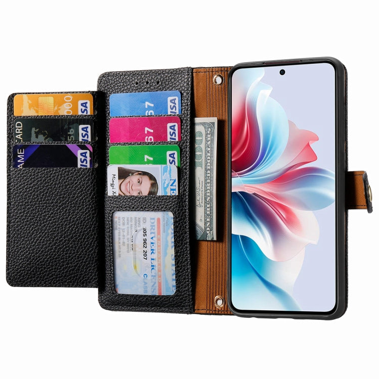 For OPPO Reno11 F 5G Love Zipper Lanyard Leather Phone Case