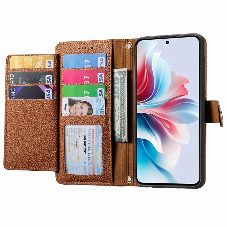 For OPPO Reno11 F 5G Love Zipper Lanyard Leather Phone Case