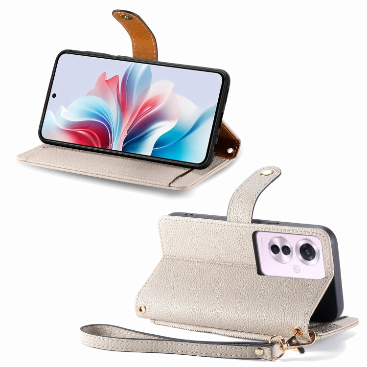 For OPPO Reno11 F 5G Love Zipper Lanyard Leather Phone Case
