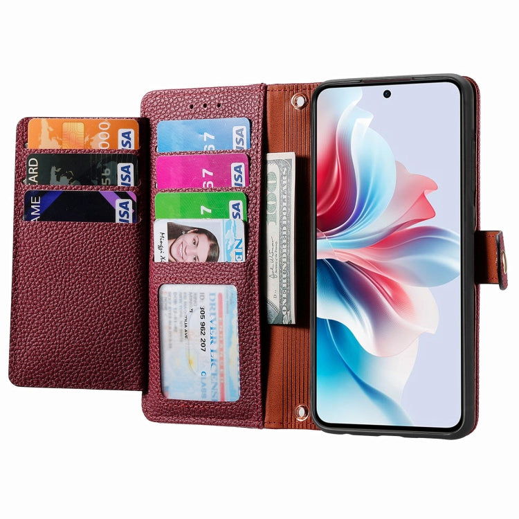 For OPPO Reno11 F 5G Love Zipper Lanyard Leather Phone Case
