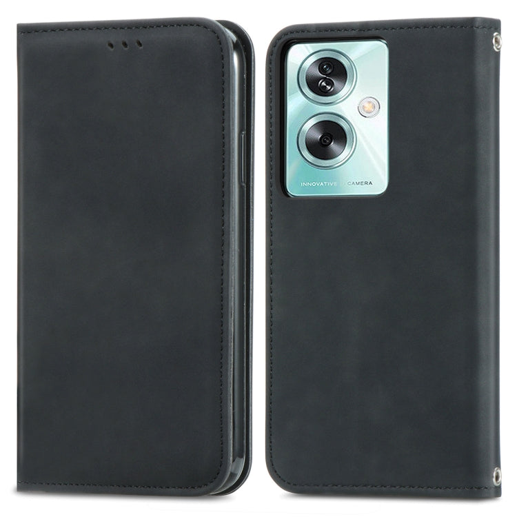 For OPPO A79  5G Retro Skin Feel Magnetic Flip Leather Phone Case