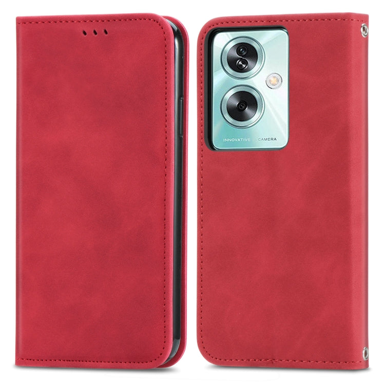 For OPPO A79  5G Retro Skin Feel Magnetic Flip Leather Phone Case