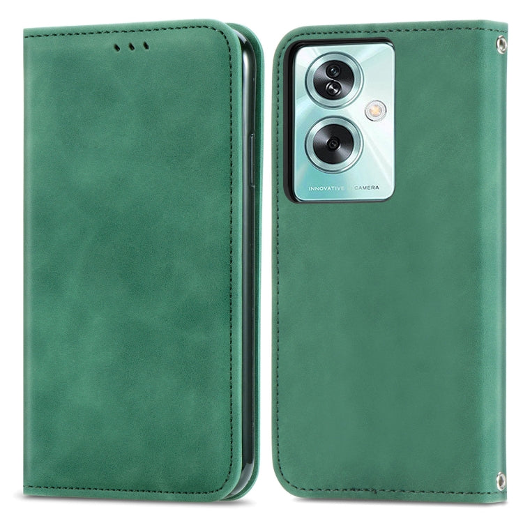 For OPPO A2  5G Retro Skin Feel Magnetic Flip Leather Phone Case