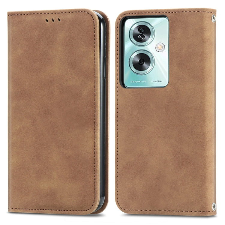 For OPPO A2  5G Retro Skin Feel Magnetic Flip Leather Phone Case