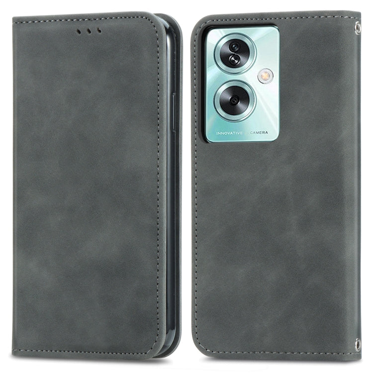 For OPPO A2  5G Retro Skin Feel Magnetic Flip Leather Phone Case
