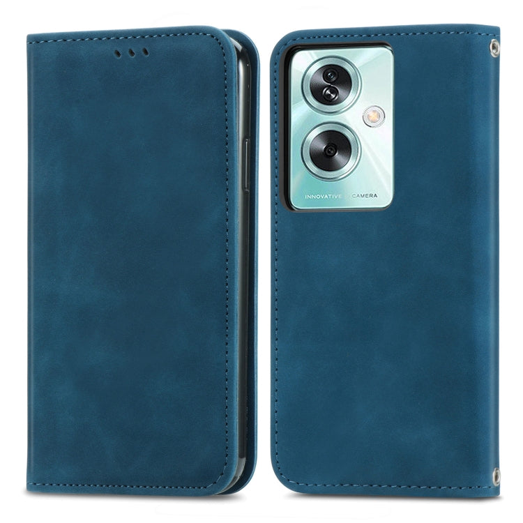 For OPPO A2  5G Retro Skin Feel Magnetic Flip Leather Phone Case