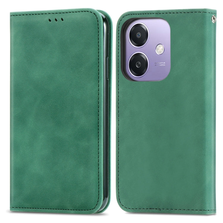 For OPPO A3X Retro Skin Feel Magnetic Flip Leather Phone Case