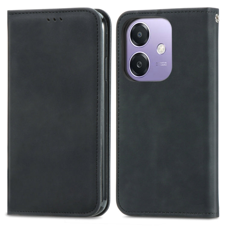 For OPPO A3X Retro Skin Feel Magnetic Flip Leather Phone Case
