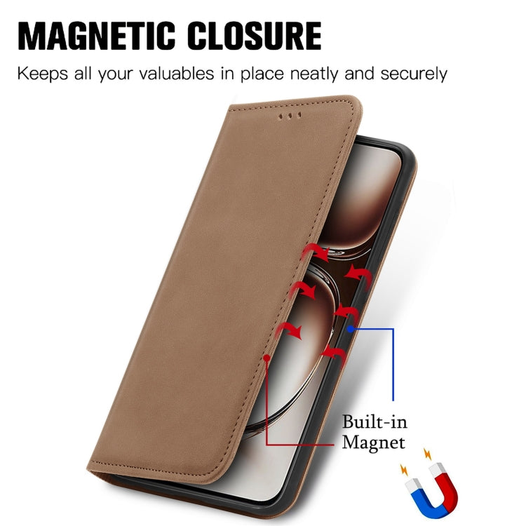 For OPPO A3X Retro Skin Feel Magnetic Flip Leather Phone Case