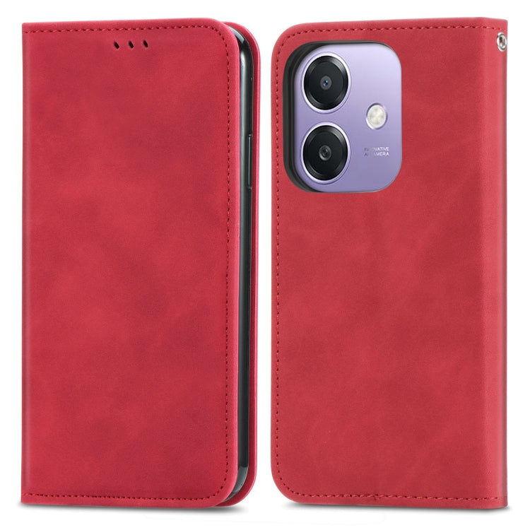 For OPPO A3X Retro Skin Feel Magnetic Flip Leather Phone Case