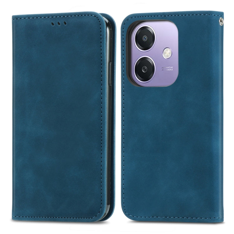 For OPPO A3X Retro Skin Feel Magnetic Flip Leather Phone Case