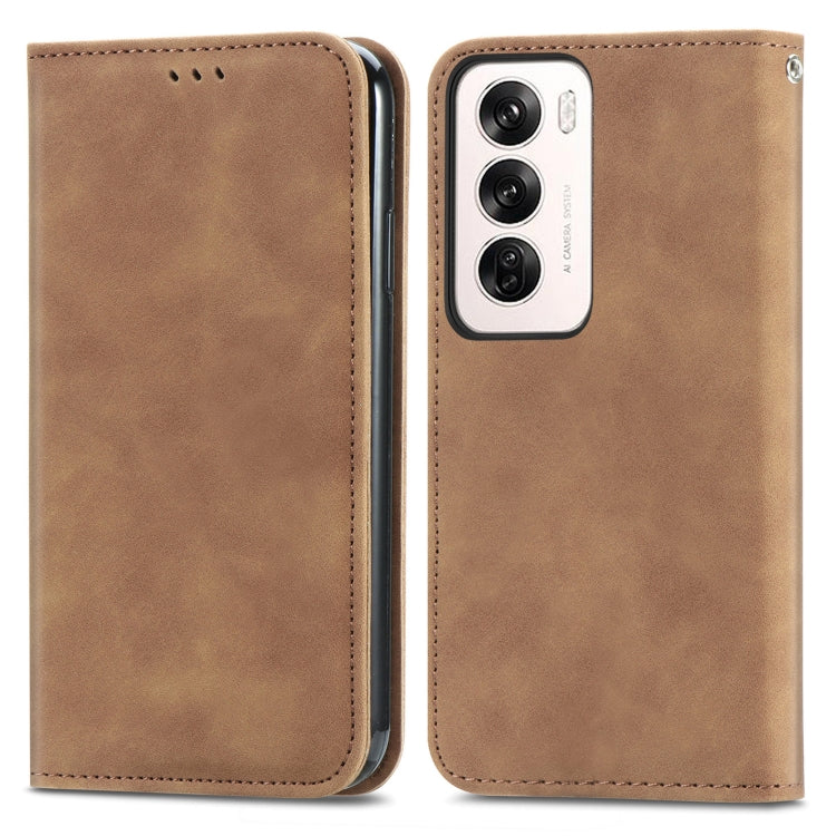 For OPPO Reno12 Pro Global Retro Skin Feel Magnetic Flip Leather Phone Case