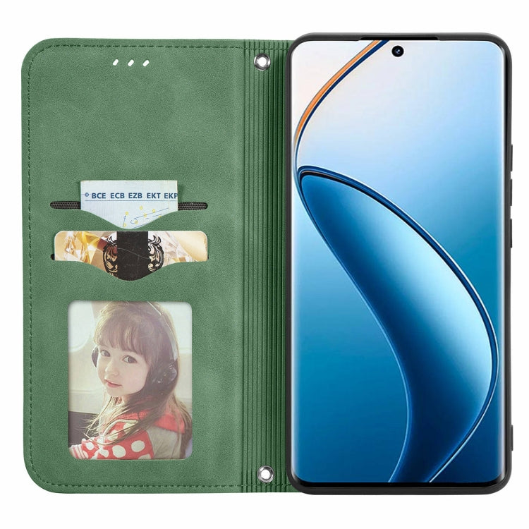 For  Realme 12+ Retro Skin Feel Magnetic Flip Leather Phone Case