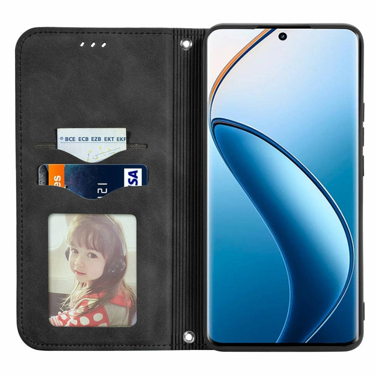 For  Realme 12+ Retro Skin Feel Magnetic Flip Leather Phone Case