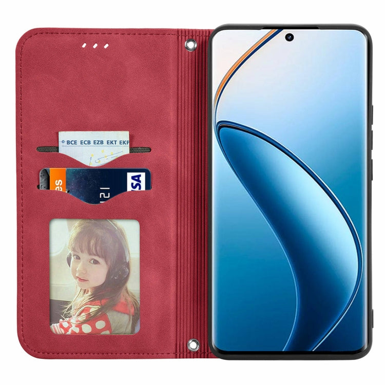 For  Realme 12+ Retro Skin Feel Magnetic Flip Leather Phone Case