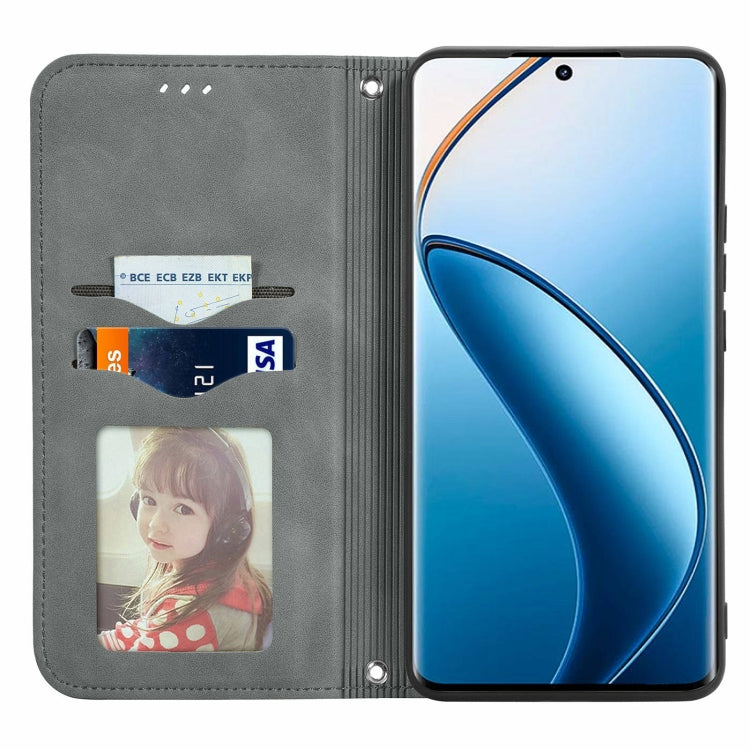 For  Realme 12+ Retro Skin Feel Magnetic Flip Leather Phone Case