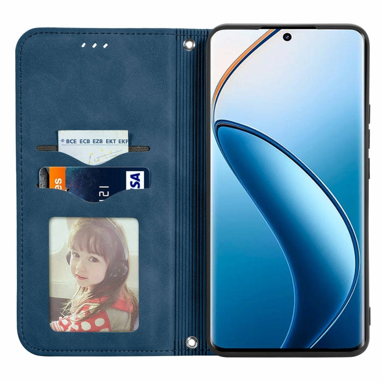 For  Realme 12+ Retro Skin Feel Magnetic Flip Leather Phone Case
