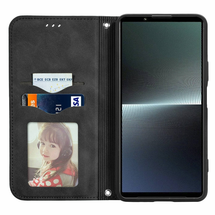 For Sony Xperia 1 V Retro Skin Feel Magnetic Flip Leather Phone Case