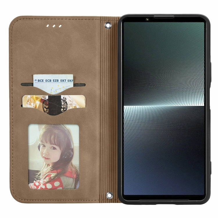 For Sony Xperia 1 V Retro Skin Feel Magnetic Flip Leather Phone Case