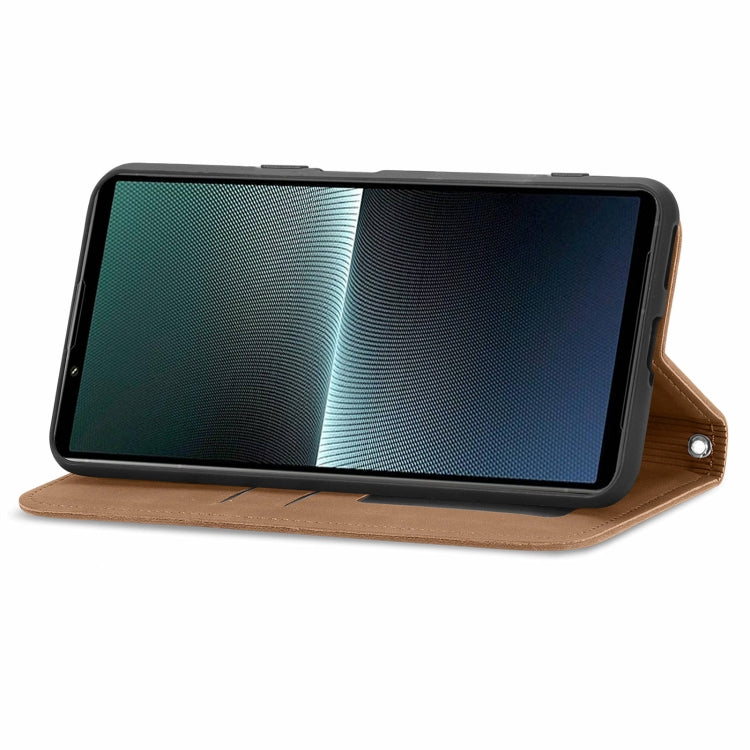 For Sony Xperia 1 V Retro Skin Feel Magnetic Flip Leather Phone Case