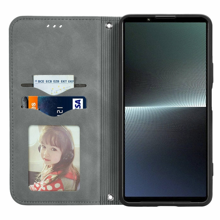 For Sony Xperia 1 V Retro Skin Feel Magnetic Flip Leather Phone Case