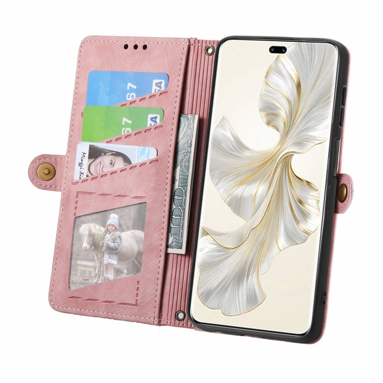 For Honor 100 Pro 5G Geometric Zipper Wallet Side Buckle Leather Phone Case