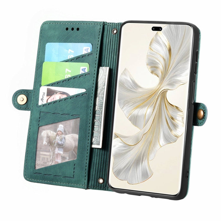For Honor 100 Pro 5G Geometric Zipper Wallet Side Buckle Leather Phone Case