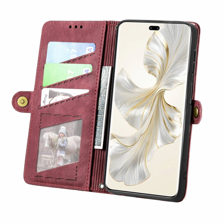 For Honor 100 Pro 5G Geometric Zipper Wallet Side Buckle Leather Phone Case